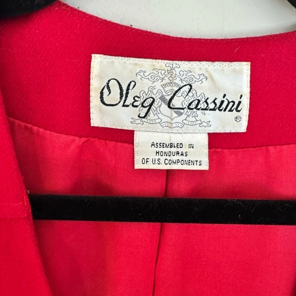 Vintage Oleg Cassini Red Wool Blazer Bold Button Power Holiday Jacket Sz 14
